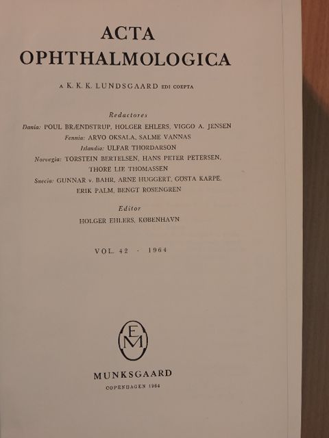 A. Björnberg - Acta Ophthalmologica 1964. [antikvár]