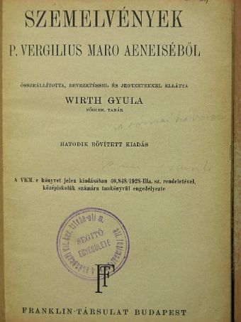 P. Vergilius Maro - Szemelvények P. Vergilius Maro Aeneiséből [antikvár]