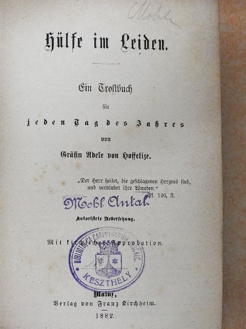 Gräfin Adele von Hoffelize - Hülfe im Leiden (gótbetűs) [antikvár]
