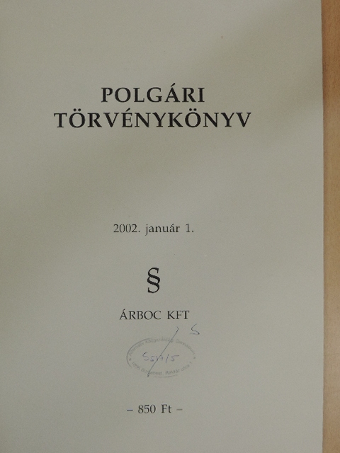 Polgári törvénykönyv 2002. január 1. [antikvár]