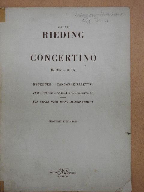 Oscar Rieding - Concertino [antikvár]
