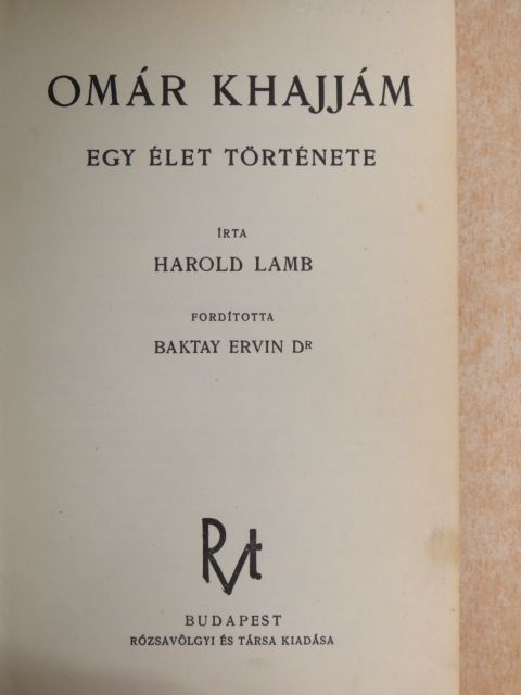 Harold Lamb - Omár Khajjám [antikvár]