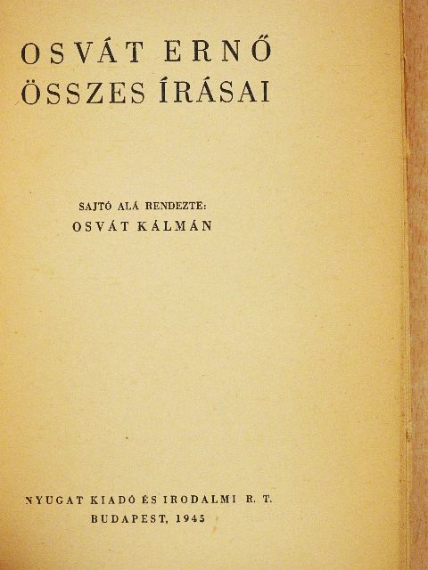 Osvát Ernő - Osvát Ernő összes írásai [antikvár]