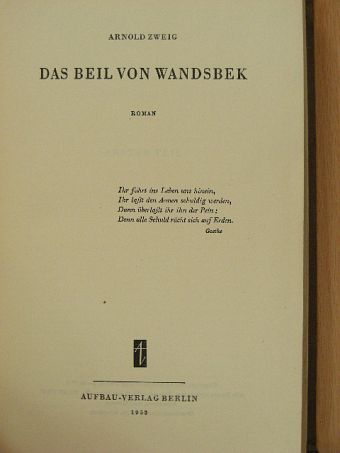 Arnold Zweig - Das beil von Wandsbek [antikvár]