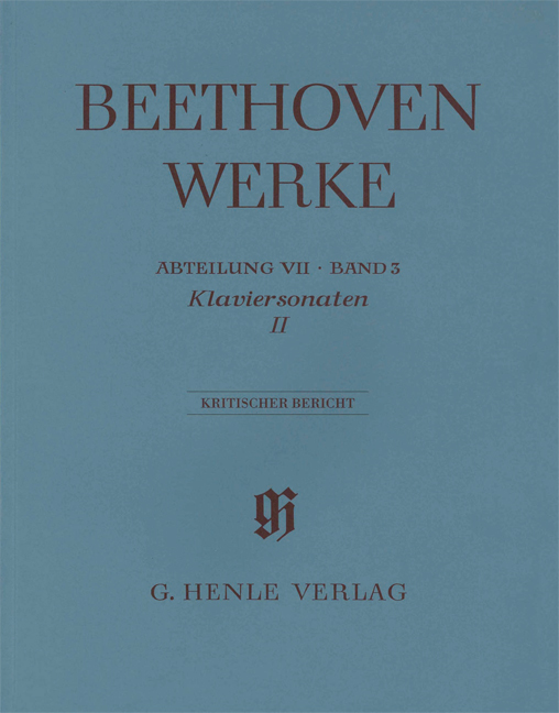 BEETHOVEN WERKE ABTEILUNG VII BAND 3: KLAVIERSONATEN II, KRITISCHER BERICHT (BUCHSTEIN / SCHMIDT)