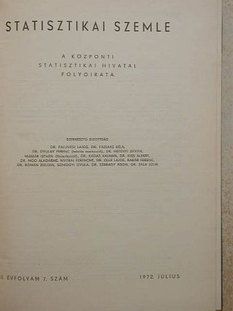 Alfonz Rabenseifer - Statisztikai Szemle 1972. (fél évfolyam) [antikvár]