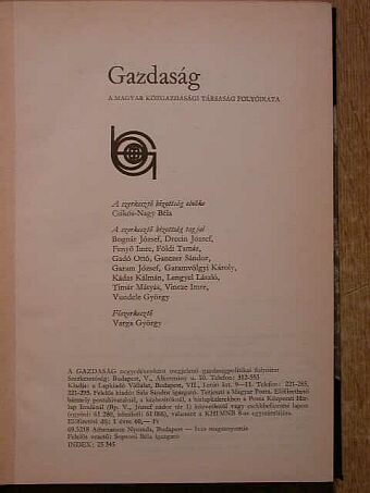 Andorka Rudolf - Gazdaság 1970/1-4. [antikvár]