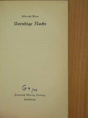 Albrecht Goes - Unruhige Nacht [antikvár]