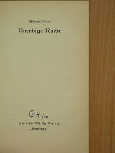Albrecht Goes - Unruhige Nacht [antikvár]