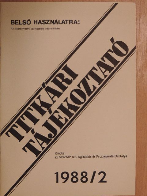 Titkári tájékoztató 1988/2. [antikvár]