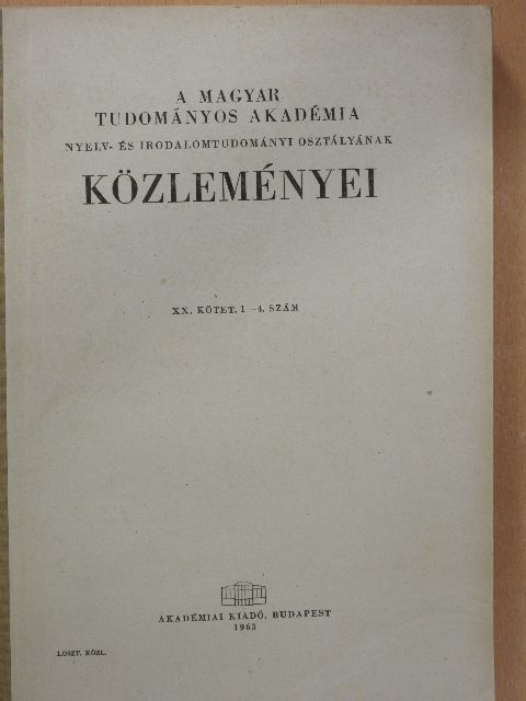Bertényi Iván - A Magyar Tudományos Akadémia Nyelv- és Irodalomtudományi Osztályának közleményei XX. 1-4. [antikvár]