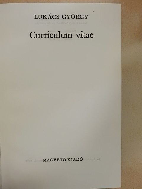 Lukács György - Curriculum vitae [antikvár]