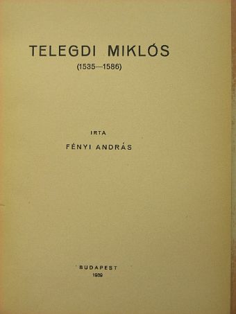 Fényi András - Telegdi Miklós [antikvár]