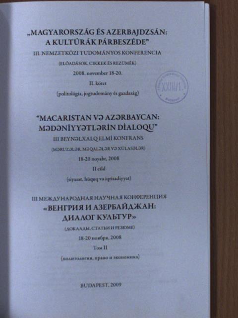 Aliev Maisz - "Magyarország és Azerbajdzsán: a kultúrák párbeszéde" II. [antikvár]
