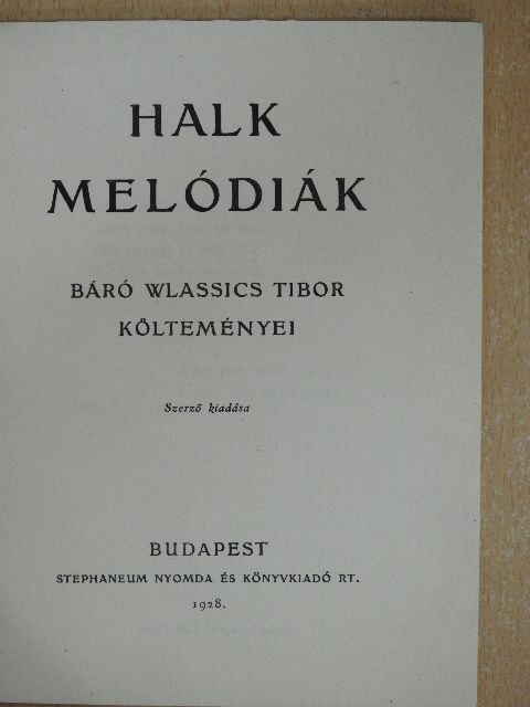 Báró Wlassics Tibor - Halk melódiák [antikvár]