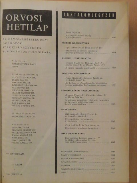 Balla Éva - Orvosi Hetilap 1980. július-december (fél évfolyam) [antikvár]