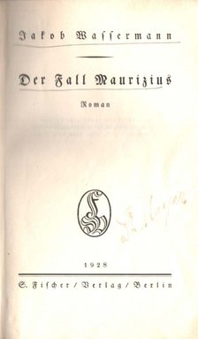 Wassermann Jakob - Der Fall Maurizius [antikvár]