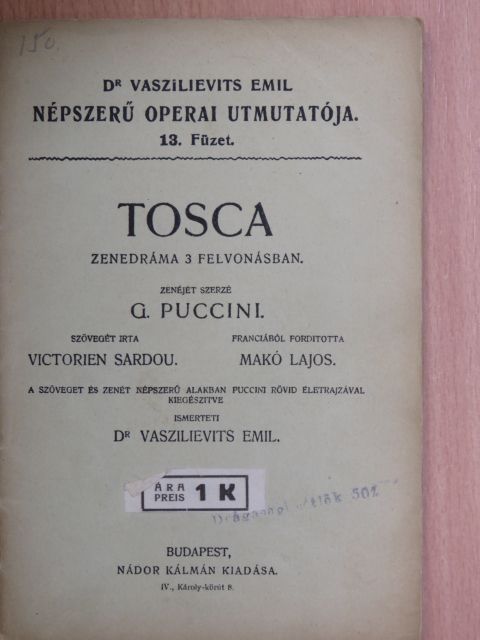 Puccini G. - Tosca [antikvár]