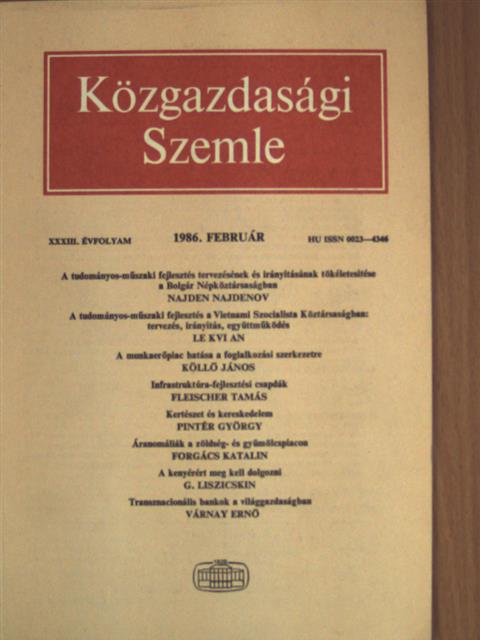 Antal László - Közgazdasági Szemle 1986. február [antikvár]