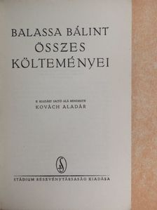 Balassa Bálint - Balassa Bálint összes költeményei [antikvár]