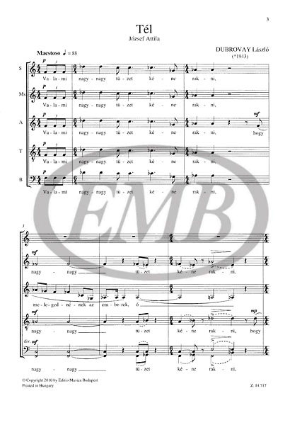 DUBROVAY LÁSZLÓ - TÉL JÓZSEF ATTILA VERSÉRE VEGYESKARRA (WINTER FÜR GEMISCHTEN CHOR)