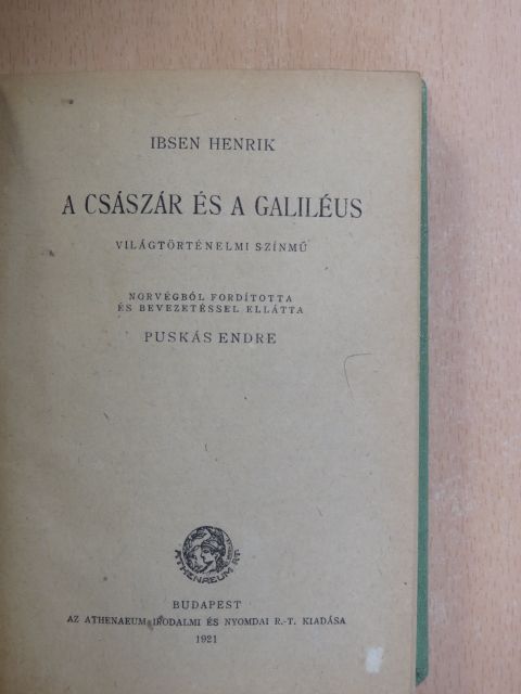 Ibsen Henrik - A császár és a Galiléus [antikvár]