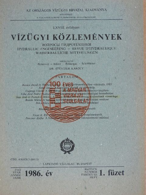Dóka Klára - Vízügyi közlemények 1986/1. [antikvár]