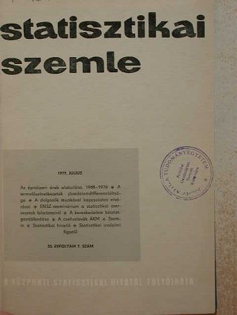 Dohány Pál - Statisztikai Szemle 1977. (fél évfolyam) [antikvár]