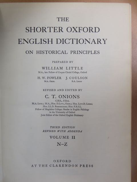 H. W. Fowler - The Shorter Oxford English Dictionary on Historical Principles II. (töredék) [antikvár]