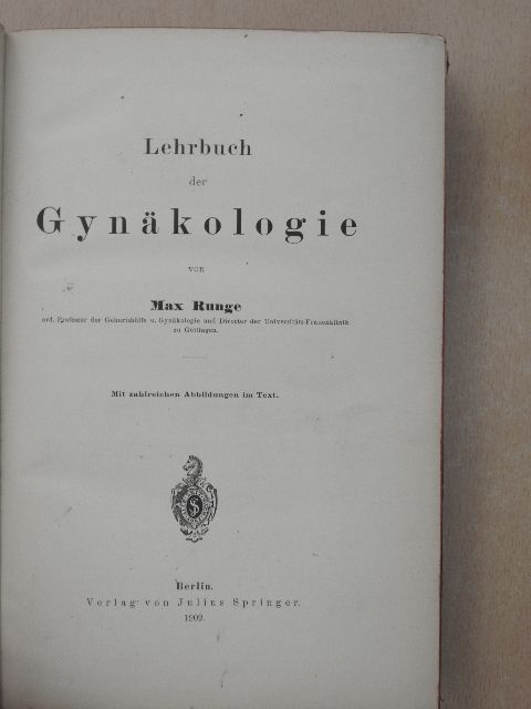 Max Runge - Lehrbuch der Gynäkologie [antikvár]