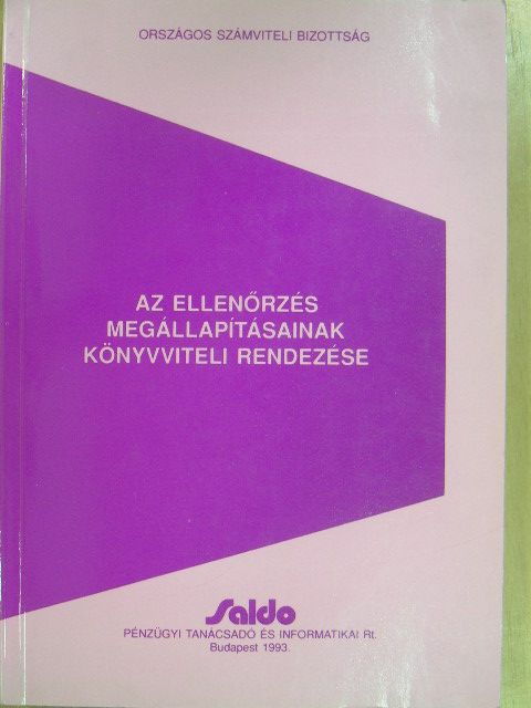 Dr. Baricz Rezső - Az ellenőrzés megállapításainak könyvviteli rendezése [antikvár]
