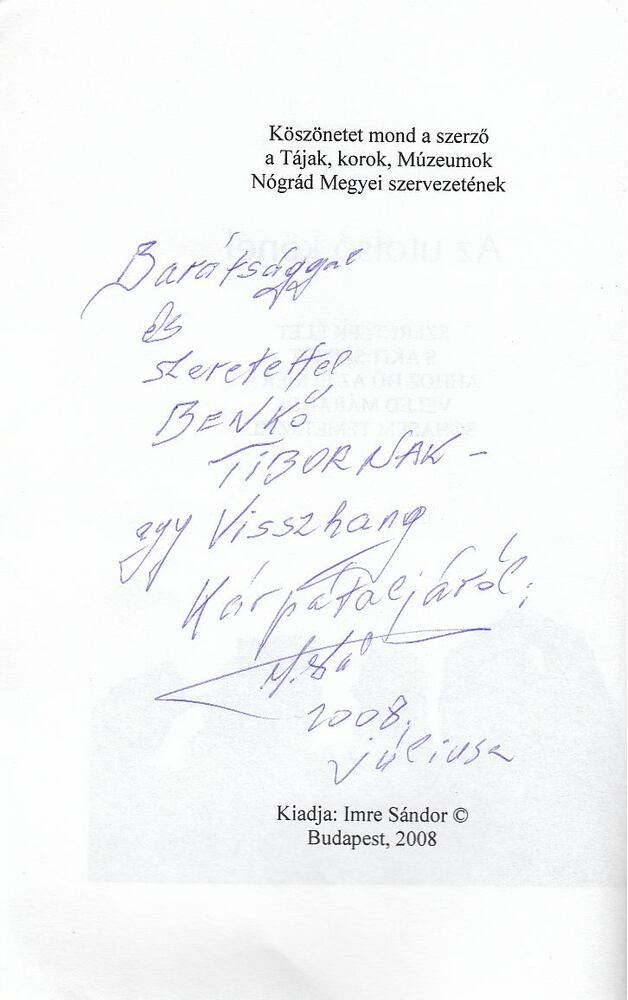 Imre Sándor - Az utolsó kőnél (dedikált) [antikvár]