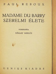 Paul Reboux - Madame du Barry szerelmi élete [antikvár]