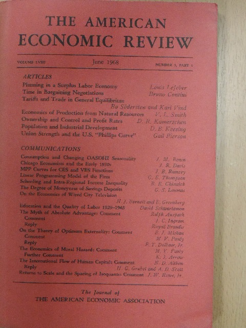Bruno Contini - The American Economic Review June 1968 Part 1 [antikvár]
