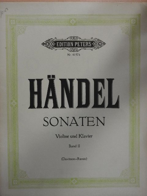 Georg Friedrich Händel - Sonaten für Violine mit Beziffertem Bass II. [antikvár]