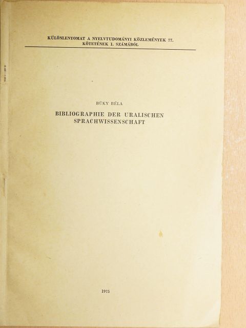 Büky Béla - Bibliographie der uralischen Sprachwissenschaft  [antikvár]
