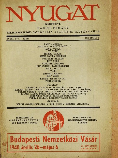 Bálint György - Nyugat 1940. május [antikvár]