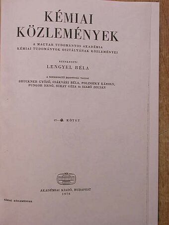 Földiák G. - A Magyar Tudományos Akadémia Kémiai Tudományok Osztályának közleményei [antikvár]