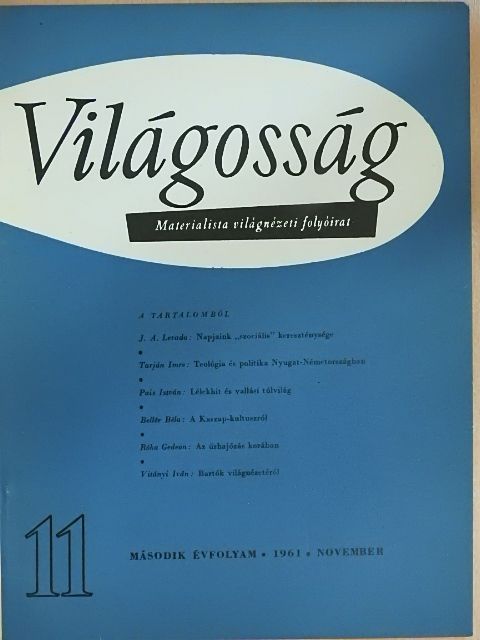 Bellér Béla - Világosság 1961. november [antikvár]