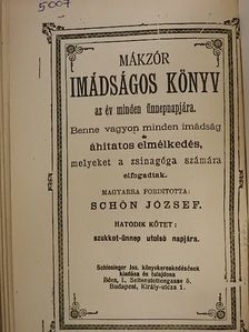 Mákzór imádságos könyv az év minden ünnepnapjára VI. [antikvár]
