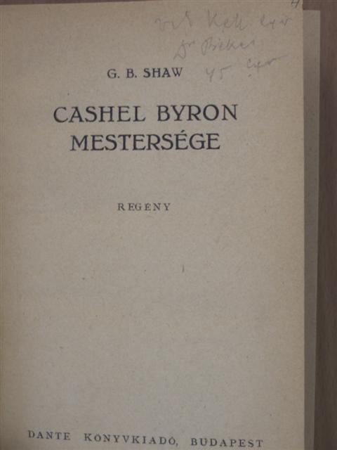 G. B. Shaw - Cashel Byron mestersége [antikvár]