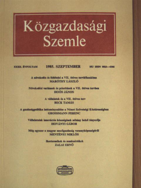 Beck Tamás - Közgazdasági Szemle 1985. szeptember [antikvár]
