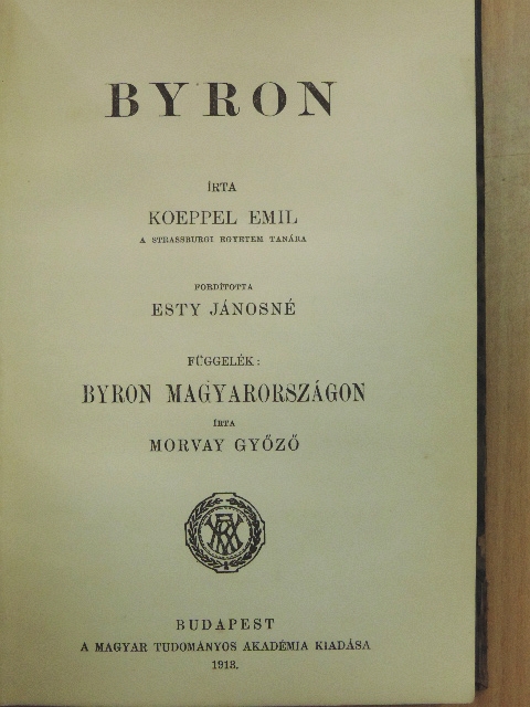 Koeppel Emil - Byron/Byron Magyarországon [antikvár]