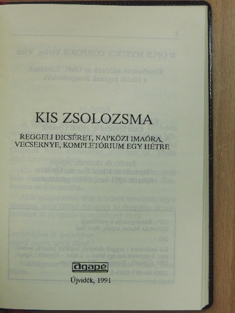 Kis zsolozsma [antikvár]