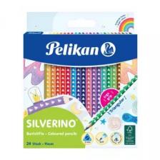 Pelikan: Silverino háromszögletű színes ceruza - 24 db-os