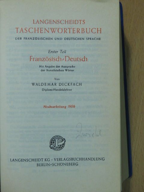 Langenscheidts Taschenwörterbuch der französischen und deutschen Sprache I. [antikvár]
