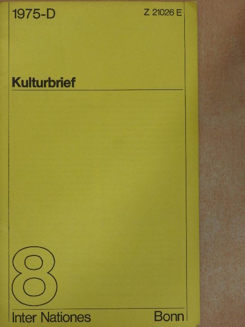 Heinrich Stubbe - Kulturbrief August 1975 [antikvár]