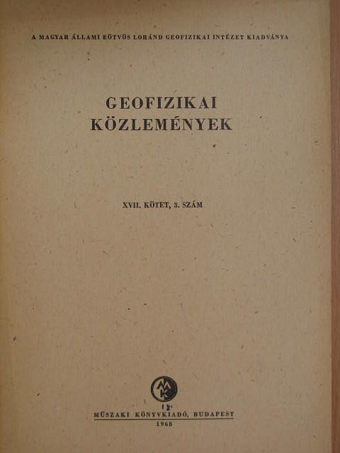 Aczél Etelka - Geofizikai Közlemények 1968/3. [antikvár]