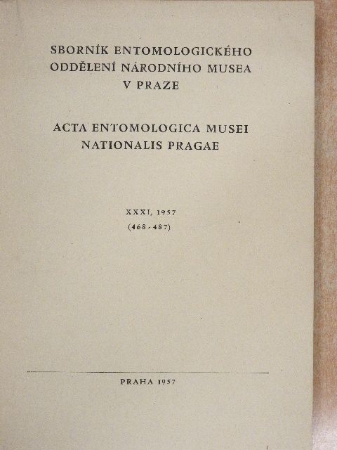 Balthasar V. - Acta Entomologica Musei Nationalis Pragae 1957. XXXI/468-487 [antikvár]
