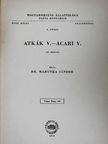 Dr. Mahunka Sándor - Atkák V.-Acari V. [antikvár]